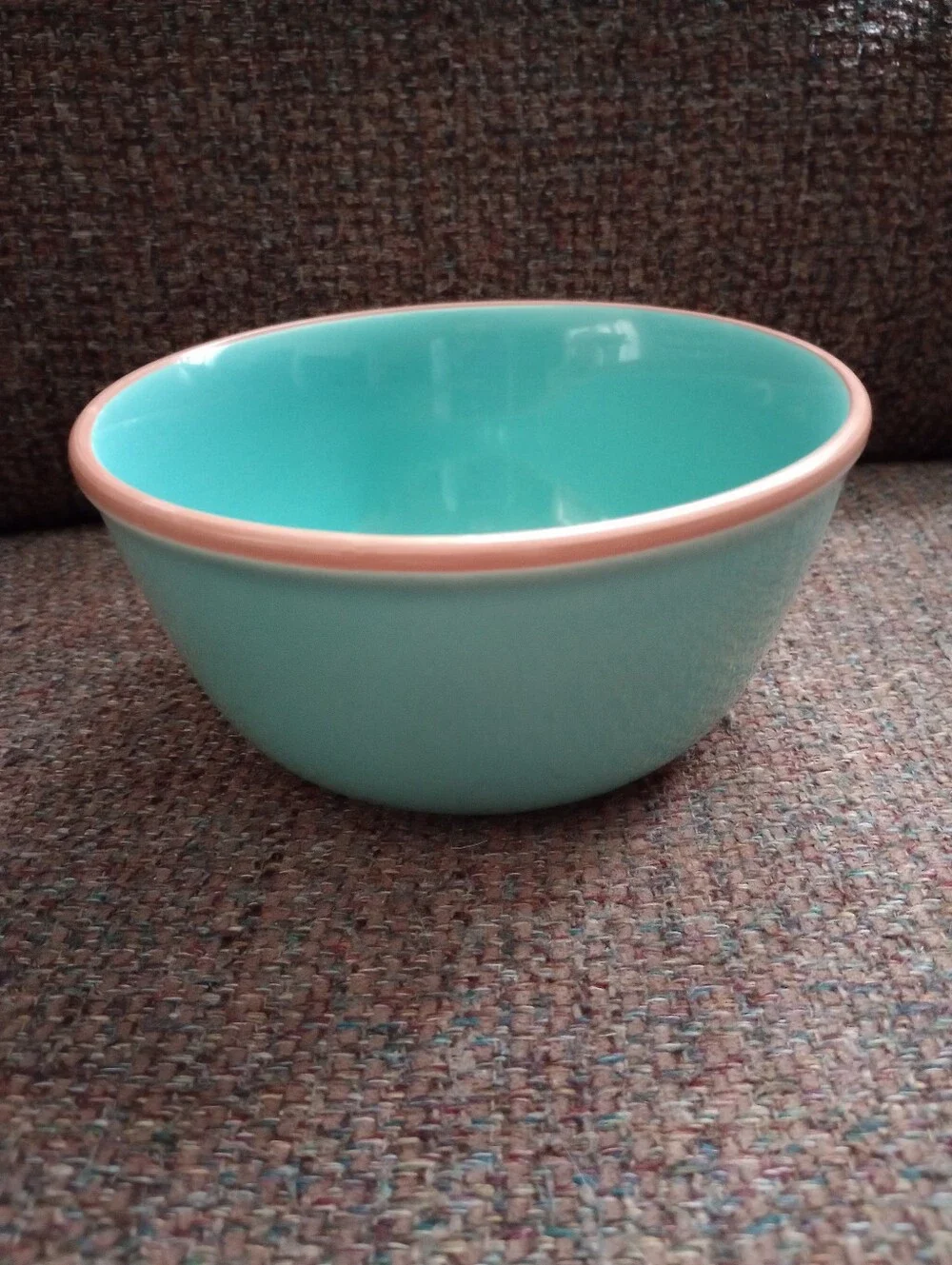 Bobby Flay Turquoise With Tan Rim Stoneware Soup/Cereal Bowls- Set of 4